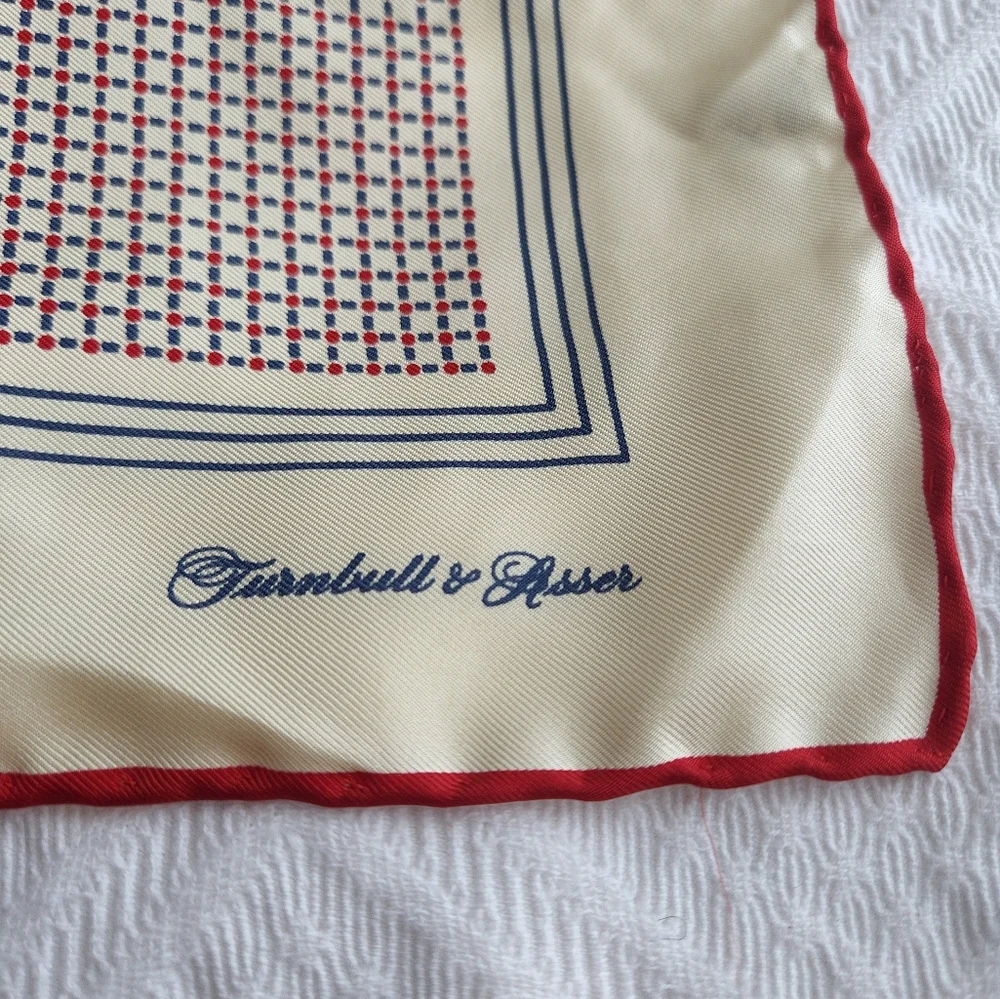 Turnbull & Asser Silk Scarf with Red and Cream Pattern